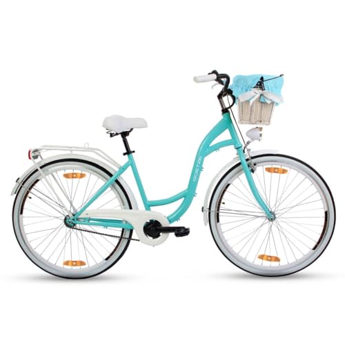 Goetze Style 26 Zoll Damen Citybike, 17 Zoll Tiefeinsteiger Rahmen, 1-Gang Rücktrittbremse, V-Bremse vorne, LED-Beleuchtung, Gepäckträger, Rattankorb, Komfortsattel, mit Ständer & Klingel Goetze Style 26 Zoll Damen Citybike, 17 Zoll Tiefeinsteiger Rahmen, 1-Gang Rücktrittbremse, V-Bremse vorne, LED-Beleuchtung, Gepäckträger, Rattankorb, Komfortsattel, mit Ständer & Klingel