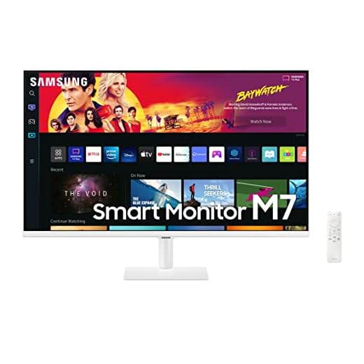 SAMSUNG Monitor inteligente USB-C 4K UHD USB-C de 32 polegadas série M70B, 4ms, 60Hz, HDR10, monitor sem fio, câmera Slimfit, hubs de jogos e IoT, Alexa integrada, 2022, LS32BM703UNXZA, branco