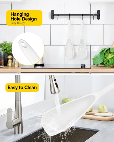 Image of BUNDLEPRO Silicone Cooking Spoons for Nonstick Cookware, One-Piece, 2 Pack