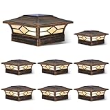 Solar Post Cap Lights Outdoor 8pack, Waterproof Solar Powered Deck Fence Post Lights for 4x4 Wood/Vinyl Posts, Solar Outdoor LED Light with Cool/Warm Lighting (Brushed Copper, 8pack)