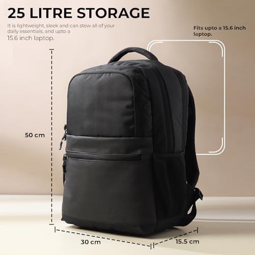 Image of GadgetBite Veltro Laptop Bag 25 Ltrs Large 4 Compartment Laptop Backpack Travelling Bag for Men and Women College Travel Bag Durable Leather Office Bag with Trolley Sleeve & Bottle Pockets - D Black
