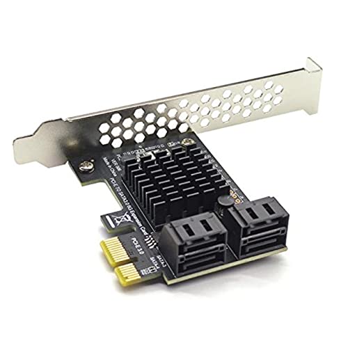 Zereff Connectors Pcie 4 Port SATA 3.0 to PCIe X1 GEN3 Expansion Adapter Card with SATA 3 PCI-e PCI Express Converter ASM1064 - (CN, Cable Length: 01, Color: Orange)