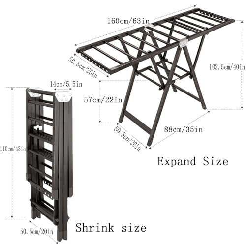 Étendoir à linge pliable robuste acier inoxydable intérieur extérieur - 7