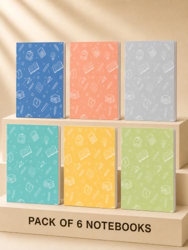 Image of DOODLE Notemate A4 Notebook Pack of 6 | 160 Pages Each | Smooth Paper | Minimal Design Notebooks for School, College, Office, Notes, Lists, Study & Everyday Writing