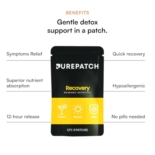 Image of Recovery Patch - Plant-Based Vegan Topical Patch - DHM - NAC - Glutathione - B-Complex - Non-Ingestible - Water-Resistant - Gentle on Skin - Gluten Free - Made in USA - 30 Patches