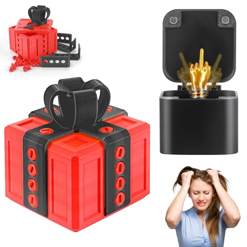 CHANCCI Prank Box - Annoying Present Box with Middle Finger 3D Printed Annoying Gift Box with Screw Funny Surprise Pranks Gift Box for Adults Fun Gag Gifts Ideal for Birthday Christmas & Halloween