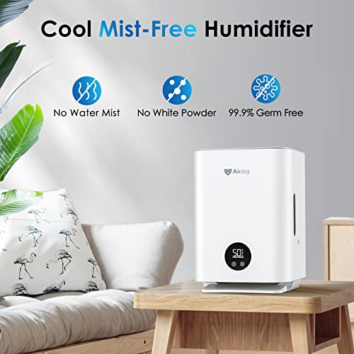 Airdog Evaporative Humidifier, Nanoscale Cool Mist-Free Humidifier For Bedroom Large Room, Whisper Quiet, Constant Humidity, Easy To Clean, Remote Control, 3L Air Humidifier For Baby, Indoor Plants #TOP1
