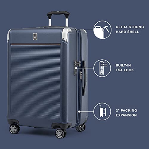 Travelpro Platinum Elite Hardside Expandable Spinner Wheel Luggage Tsa Lock Hard Shell Polycarbonate Suitcase, True Navy Blue, Checked-Medium 25-Inch #TOP3
