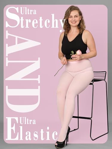 Image of HONENNA Queen Plus Size Tights Semi Opaque Control Top High Waist Stockings Nylons Pantyhose for Women 1X 2X 3X 4X 5X 6X