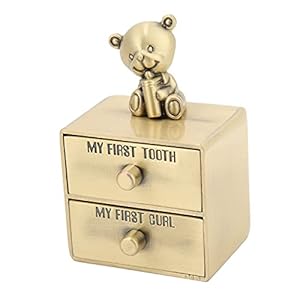Tand Doos, Tand Opslag Houder Organizer Zinklegering Schattige Kleine Beer Vorm voor het Verzamelen Van Baby Tanden voor Baby Boy Baby meisje, kleinkind(Groene patina)