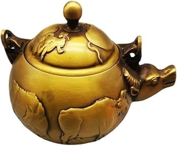 收藏黄铜茶壶酒壶铜器摆件Decoração Feng Shui 老铜包浆黄铜生肖
