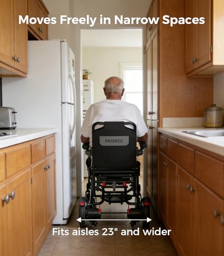 Image of Paiseec Electric Wheelchair Lightweight Foldable, Only 32 lbs, Power Wheelchair for Adults /Seniors, Compact Motorized Wheelchair with Travel Bag, Airline Approved, Up to 11 Miles