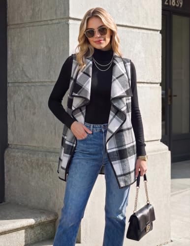 Zeagoo Buffalo Plaid Vests for Women Lapel Open Front Jackets Trendy Coat - image 3