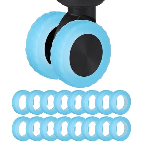 Housses de protection en silicone pour roues de valise bleu ondulé x16