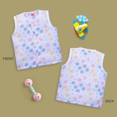 Image of LuvLap Baby Boys & Girls Regular Fit 100% Cotton Sleeveless Jhabla pack of 5