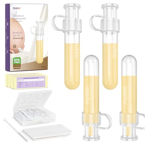 Image of Nuliie Colostrum Collector Kit 7ml/4pcs, Leakproof, Reusable Breast Milk Collector, Heat & Freezer Resistant, BPA-Free, With Cotton Cloth Wipe, Storage Case, Cleaning Brush - Ready-to-Use for Newborns