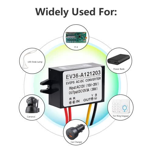 Watris Veiyi Step Down Voltage Convertor, AC 10-28V to DC12V±0.25V Converter, Waterproof Buck Converter for Car/Waterproof Step Down Module(3A)3