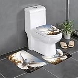 Lot de 3 tapis de salle de bain en microfibre douce, super absorbants, antidérapants, en forme de U, motif colombe volante au soleil, tapis de bain pour chambre à coucher, cuisine, salle de bain