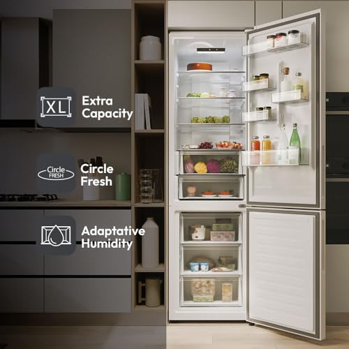 Candy Fresco 300 CNCQ2T620EW Frigorífico Combi, Capacidad 409L, Total No Frost Circle+, Cajón Verdulero, Control Electrónico de temperatura, 60cmx2m, Iluminación LED, Puerta Reversible, 38DB, Blanco - imagen 5