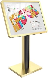 Zfmnoyev Heavy Duty Floor Standing Poster Sign Display Holder, Aluminum Height-Adjustable Poster Stand, Store Advertising Menu Sign Rack with Heavy Duty Pedestal, Windproof(Gold,39.5x33x114 cm)