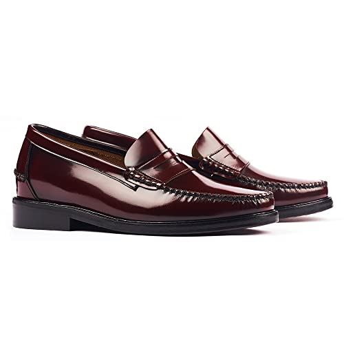 MASALTOS Zapatos de Hombre con Alzas Que Aumentan Altura hasta 7 cm. Fabricados en Piel. Modelo Arosa Burdeos 43