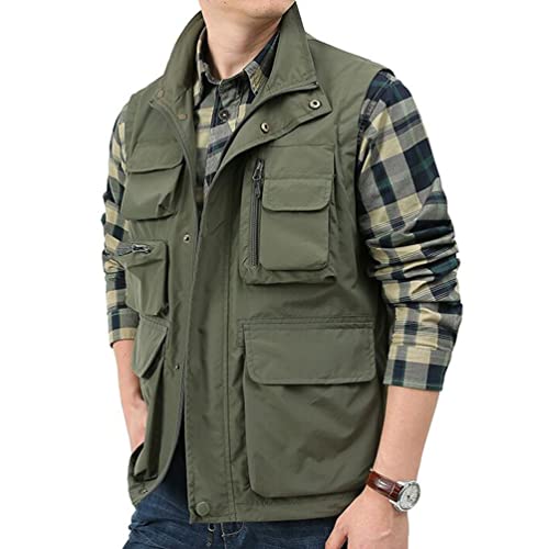 Ccsyus Men's Outerwear Vests Casual Outdoor Work Safari Fishing Vest Lightweight Travel Photo Cargo Vest Jacket #TOP30
