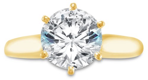 Solid 14k White OR Yellow Gold Classic Traditional Round Brilliant Cut Solitaire CZ Cubic Zirconia Engagement Ring 1.0ct.2