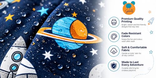 Image of Tiny Sprouts Kids Jacket | SpaceMan Theme | Warm Quilted Fleece | Unisex | Ages 5-14