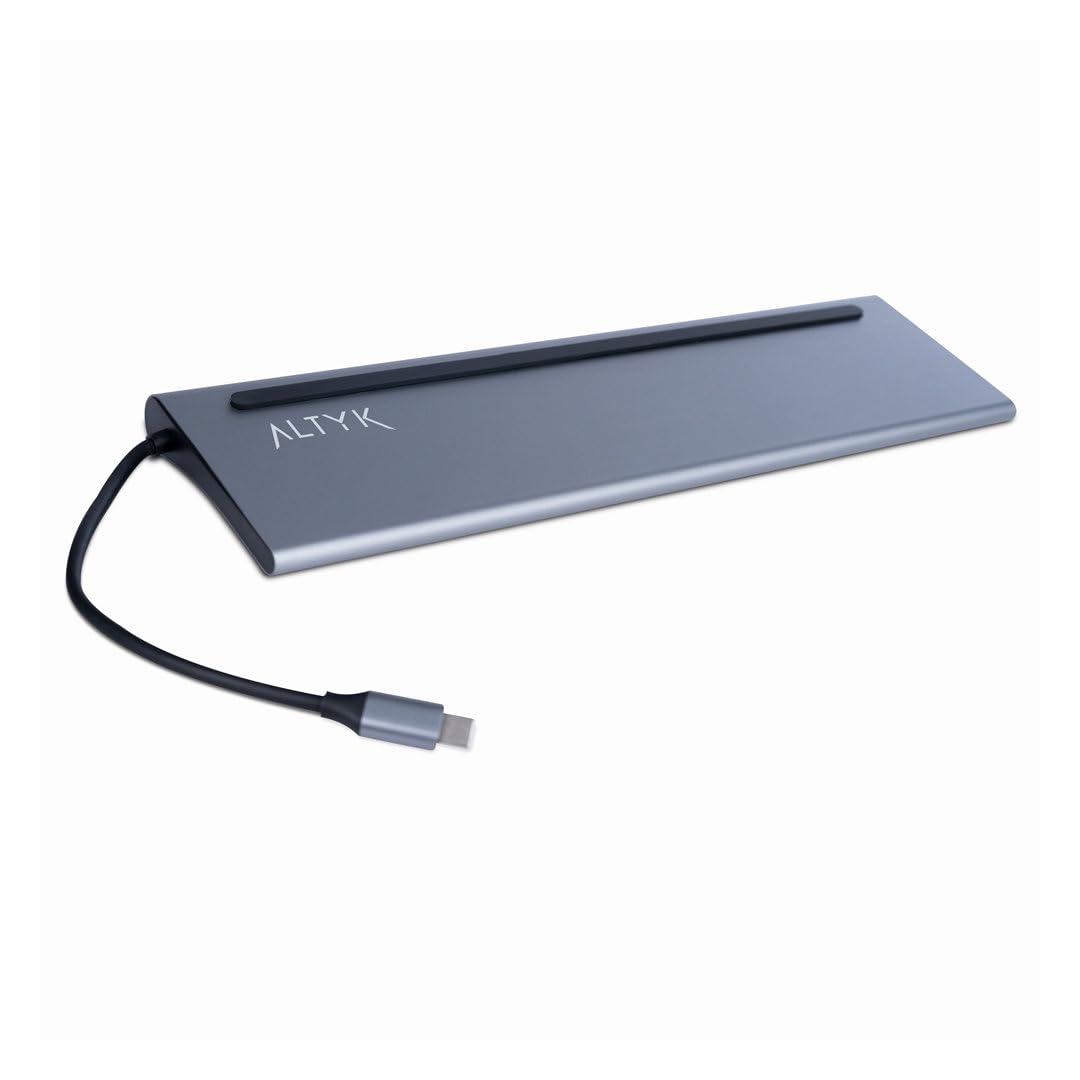 ALTYK Station d'accueil 12-en-1 - Station d'accueil USB-C 2xHDMI/VGA/USB 2.0/3x USB 3.0/Ethernet Gigabit/Audio/microSD/SD/USB-C avec Power Delivery 100W (18 cm)