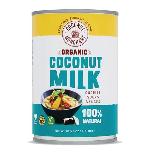Coconut Merchant Organic Coconut Milk 400ml x6 cans | for Curries Soups Sauces Smoothies and Drinks | Vegan| Ethically Sourced | Drink It Add it Stir it | 400ml x6