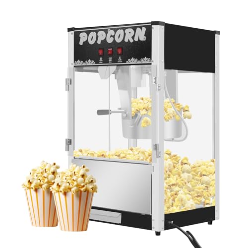 Commercial Popcorn Machine, 12 Oz Kettle, 850 W Countertop Popcorn Maker for 60 Cups per Batch...