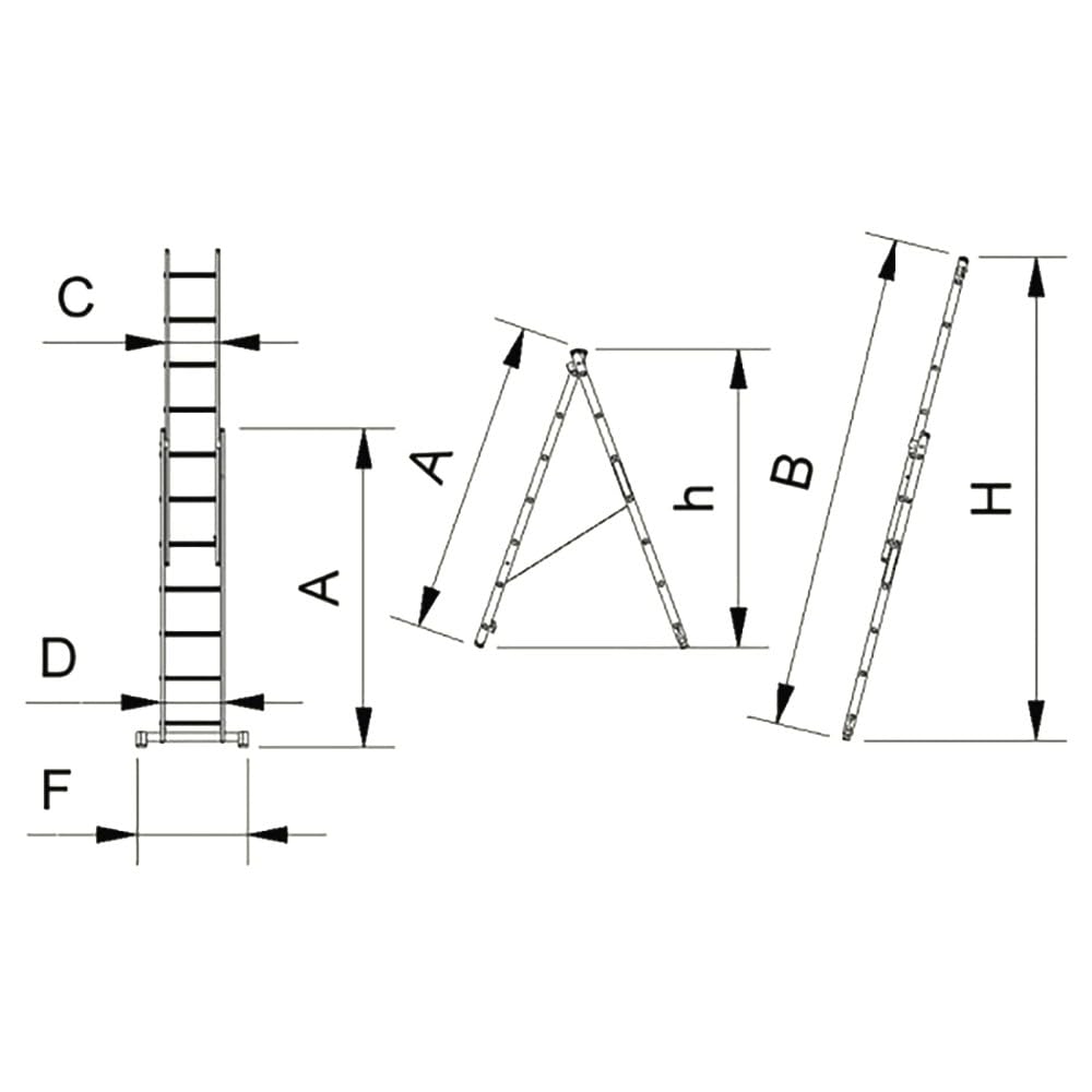 Xtra Echelle Transformable en Aluminium 2 Plans 13 marches