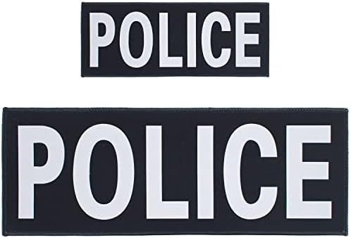 SnowTing 2 Pack Reflective Police Patch Hook & Loop Durable Fabric Police Patches for Uniforms Vest, Jacket, Carrier, Gear, Bag, Hat, One Small and One Large