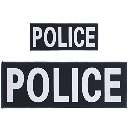 Police Patch Réfléchissant Panneau Arrière Patch Shérif Amovible Appliqués Crochet Et Boucle Pour Gilet De Police Veste Dos Uniforme Épaule Sacs Sà Dos Jeans (1 Petit + 1 Grand)