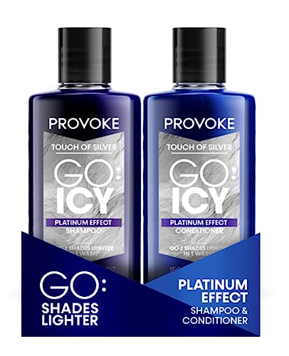 PROVOKE Touch of Silver Go Icy Shampoo 150 ml + Conditioner 150 ml Icy Platinum Look in Just 1 Wash, Cool Down Warmer Brassy Tones for an Extra Light Colour, Enriched Keratin to Hydrate