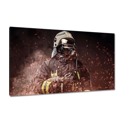 Peinture imprimée sur toile pompier professionnel 120 x 70 cm pour raviver un mur blanc vide