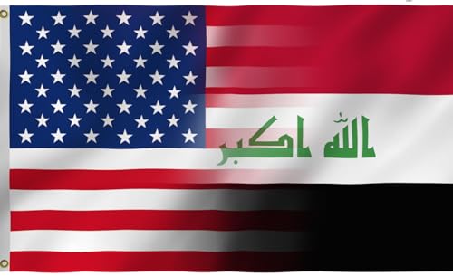 Iraq American Flag 2X3FT Iraqi America Friendship Flags Both Sides Printed Men Women Banner Vibrant Colors Double Stitched with 2 Brass Grommets Bar Garden Street Decoration GYM Office Decor Indoor Outdoor Use Gifts. (Z-US-Iraq 2x3ft)