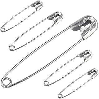Safety Pins 500 Pieces Small Large Safety Pins Assorted for Crafts Baby Clothing Arts Nickel Plated Pins 19mm 22mm 28mm 32mm 57mm