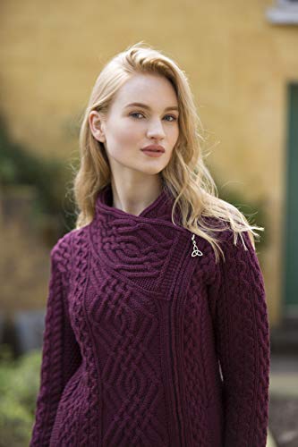 Image of Aran Crafts Women's Irish Soft Cable Knitted Side Zip Coat (100% Merino Wool)
