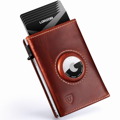 AirTag Wallet - Full Grain Leather, Mens Minimalist Wallet with A...