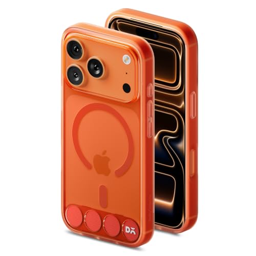Image of DailyObjects iPhone 17 Pro Max Stack Clear Classic Case Cover | Compatible with MagSafe | Camera & Body Protection | Scratch Proof | Dual Hybrid Protection | Wireless Charging - Flamingo Orange