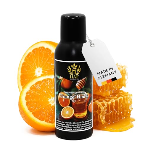 HAF Concentrado para sauna naranja y miel, 100 ml, aroma a sauna con aceites esenciales naturales, infusión de sauna sin aditivos artificiales, aceite de sauna para un aroma intenso y duradero