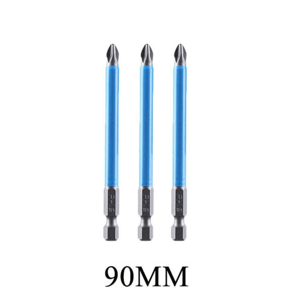 Brocas cruzadas antideslizantes de 90mm y 150mm, juego de destornilladores PH2 de cabeza de lote S2, puntas de cabeza de destornillador de cabeza de lote de viento magnético fuerte, 3 uds 90mm