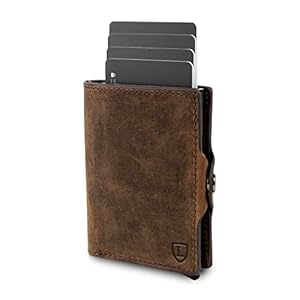 Lederhand® Swipe Vintage – Premium Wildleder Geldbörse handgemacht für Herren und Damen Portemonnaie Aluminium Kartenhalter mit Münzfach und Platz für 11 Karten mit RFID NFC Schutz | (Braun)