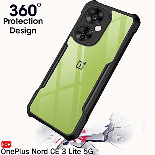 Image of JANAK RAJ Shockproof Bumper - Crystal Clear Transparent Back Case Cover Compatible with OnePlus Nord CE 3 Lite / 1+ CE3 Lite /Oppo K11x 5G | Minimalist PC+TPU 360 Protection Tough Rugged Design - Black