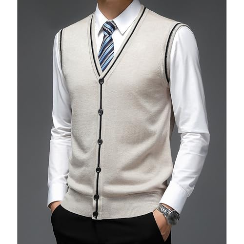 Men's Sweater Vest V Neck Casual Sleeveless Knitted Button Cardigan Soft Elastic Fit Slim Tank Top3