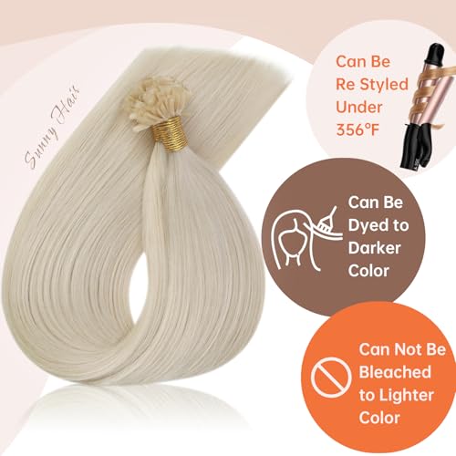 Sunny Hair 18inch K Tip Hair Extensions Human Hair Invisible U Tip Hair Extensions Human Hair Blonde Ktip Human Hair Extensions White Color Hair Easy to Style 50g