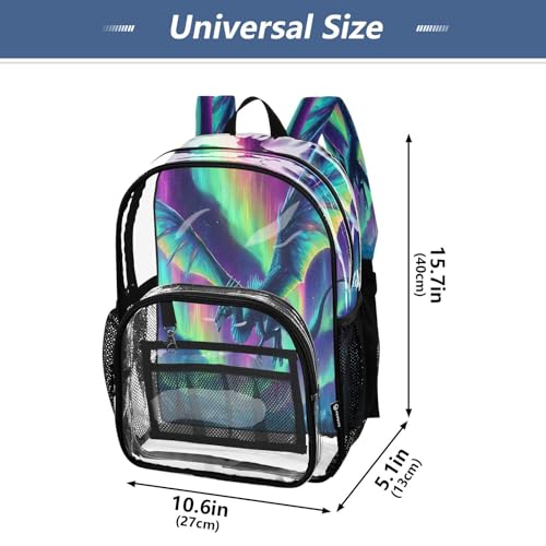 Dragon Fantasy Landscape Clear Backpack Heavy Duty See Through Transparent PVC BookBag for Kids Boy Girl School Work4