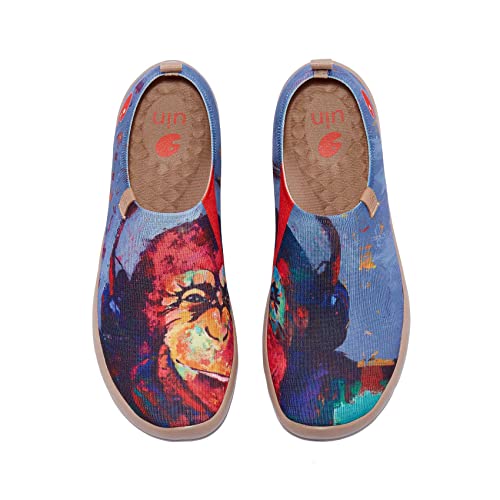 UIN Men's Loafers Painted Travel Shoes Slip On Knitted Walking