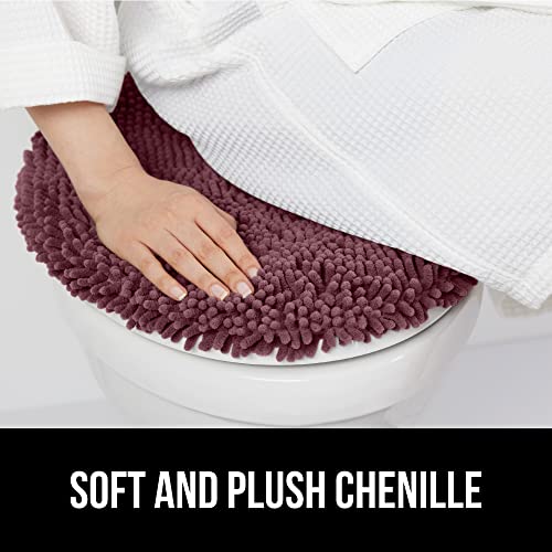 Image of Gorilla Grip Original Shag Chenille Bathroom Toilet Lid Cover, Many Colors, 19.5x18.5 Inches, Large Machine Washable, Ultra Soft Plush Fabric Covers, Fits Most Size Toilet Lids for Bathroom, Mauve